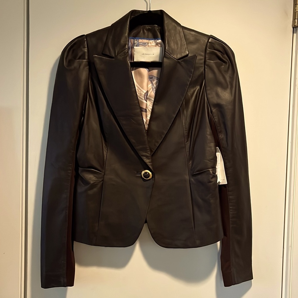 LEIFSDOTTIR Brown Leather Blazer NWT